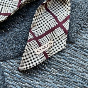 Coach Purse Thin Decoration Scarf Purple & Black Plaid